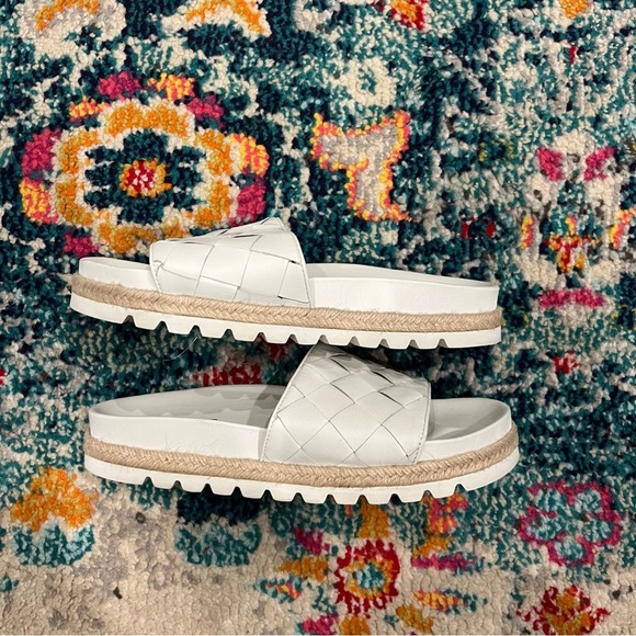 J/Slides Sandals Women's 8.5 Rollie Woven Slip On Espadrille Sporty Leather - Picture 6 of 7